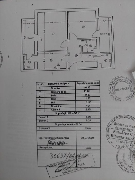 Apartament cu două camere, centru