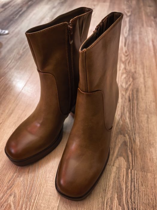 Botine Balada 7252 18 khaki maro toc gros platforma marimea 37 cu cutie