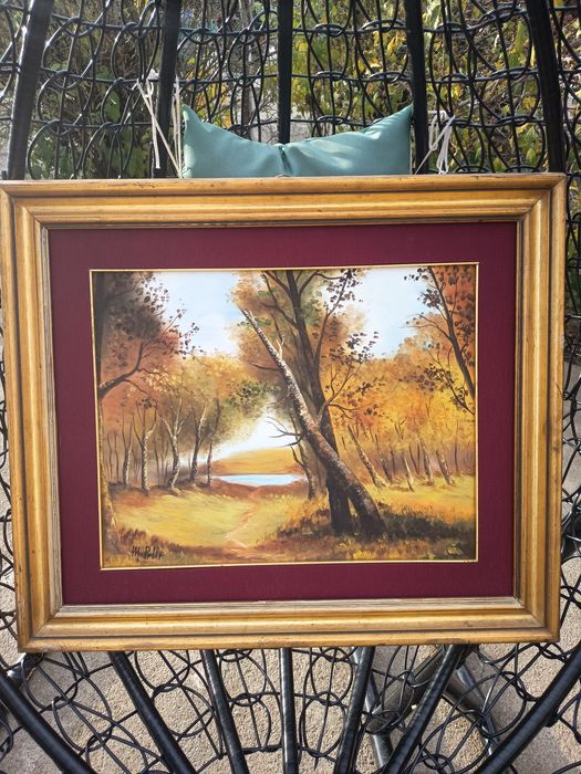 Tablou Vechi Autentic Peisaj Superb Pictat Și Semnat