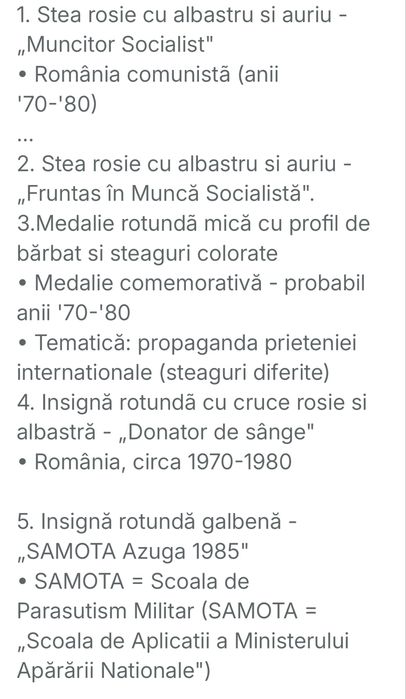 Medalii si insigne