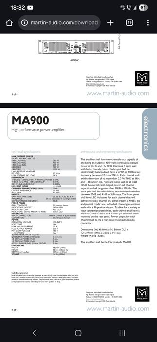 Amplificator Martin Audio MA900 by Lab Gruppen