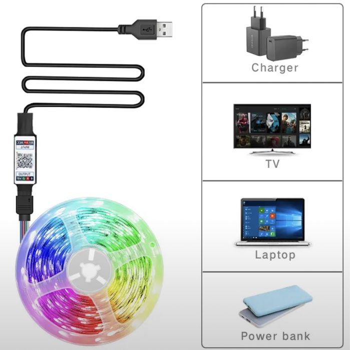 RGB Led Strip Light Remote Control 5V USB Flexible Ribbon Diode Tape