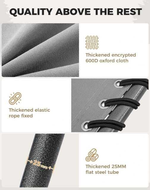 Сгъваем шезлонг KingCamp, голям подплатен градински