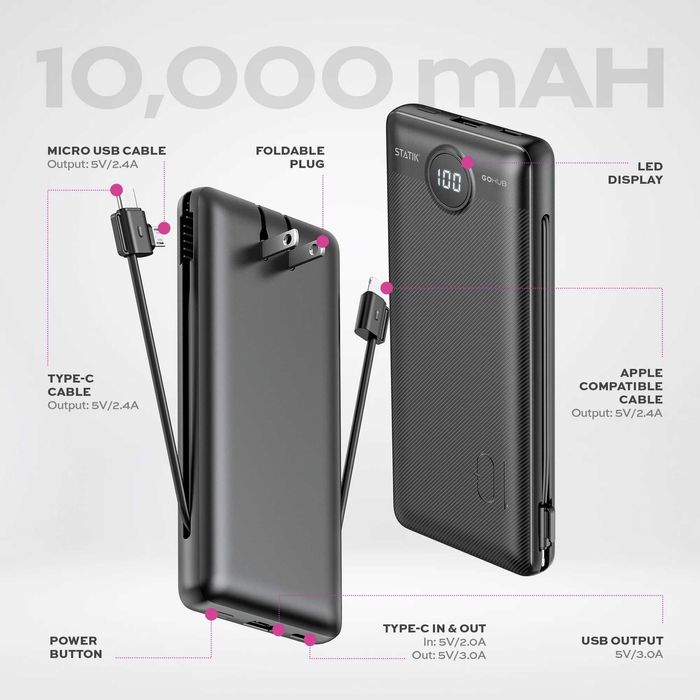 Statik USA Baterie externa 10000 mAh GOHUB Apple Samsung Huawei  Oppo