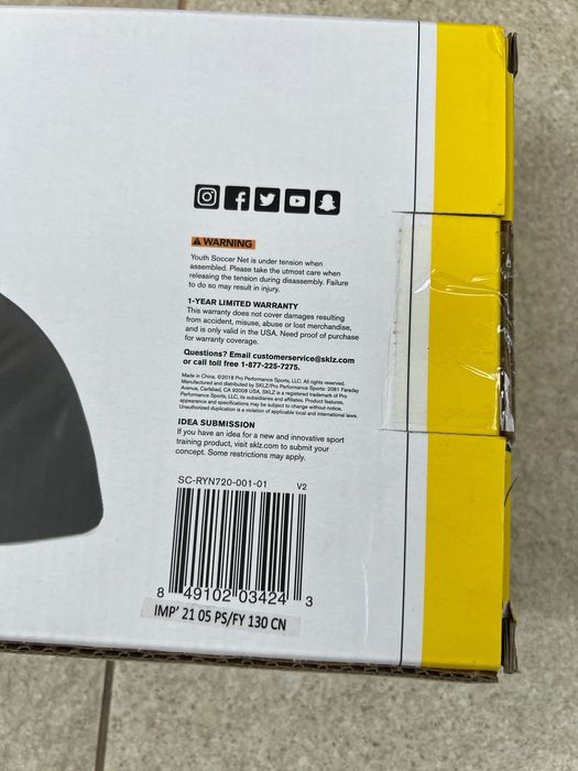 Футболна врата, деца игра футбол, 1.22 м / 91 см, с чанта за носене,