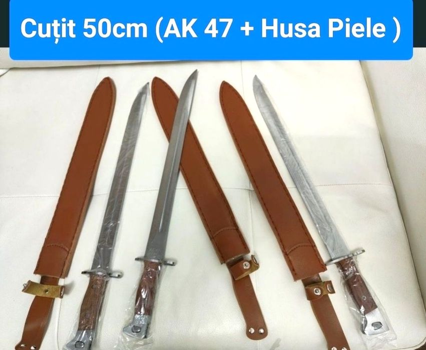 Maceta Vânătoare 50cm + Husa Piele / Baioneta Ak47