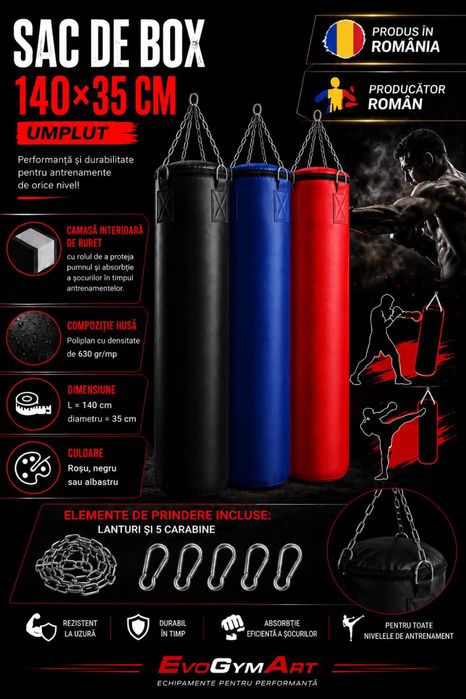Sac de box 140 x 35 cm umplut lanturi incluse