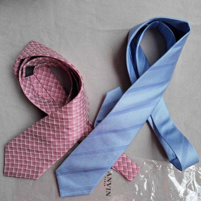 2 луксозни мъжки вратовръзки Lanvin, Париж (100% коприна), нови