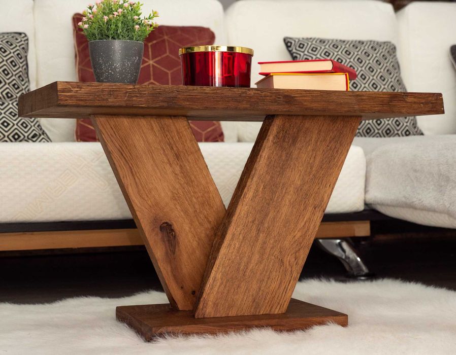 Măsuță de cafea din stejar masiv – design modern rustic, handmade