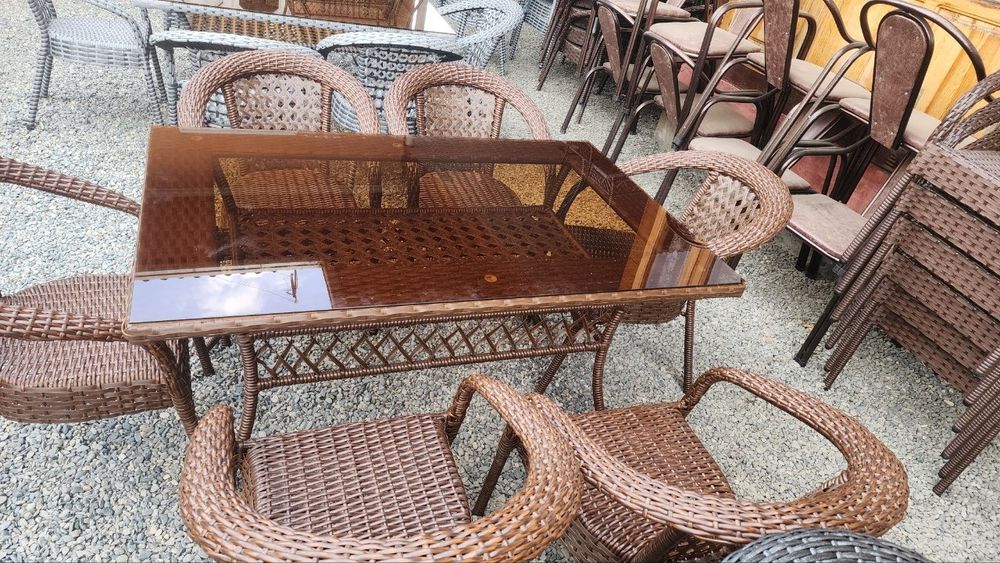 Ratan to'qima stol stullar