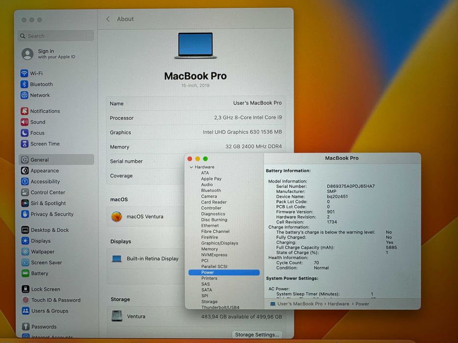 15' Core i9 Apple MacBook Pro 2019 Silver @ 32GB RAM/512GB SSD/Radeon Pro 560X 4GB/Бат 70 цик