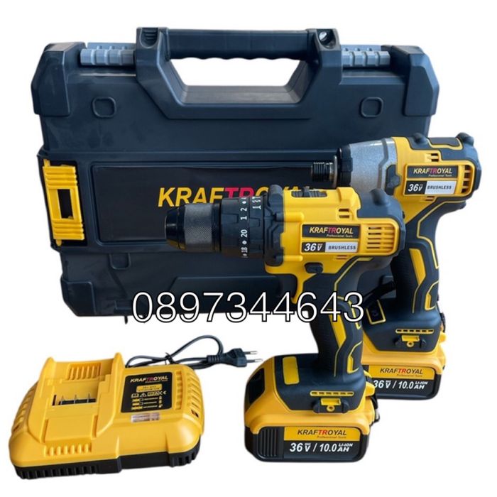 Акумулаторен винтоверт и импакт 36V 8Ah KraftRoyal