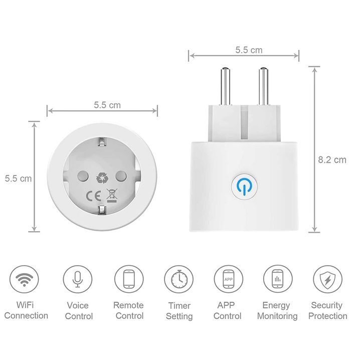ANTELA Smart Plug 16A 3680 Watt с мониторинг на захранването - 4 бр.