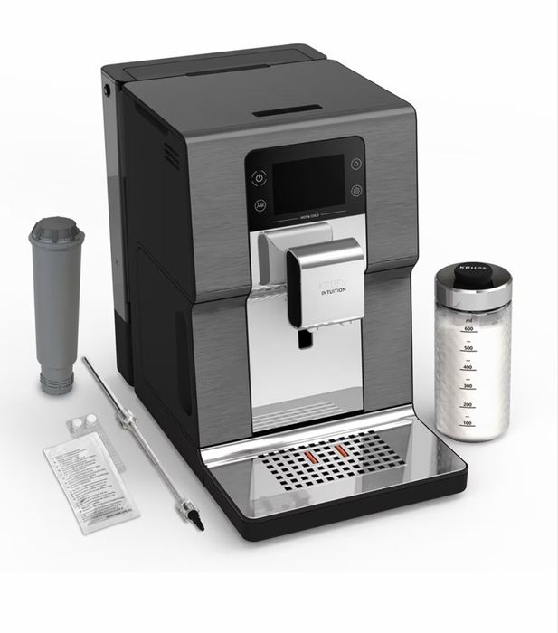 Espressor automat KRUPS Experience Hot&Cold EA879NE0, 1.2l, 1550W, 15 bar, gri-negru