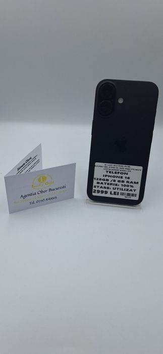 IPhone 16 128 GB 100% Baterie Garantie/ Factura #52115
