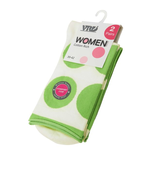 Памучни  дамски чорапи 2 чифта, на точки, безшевни, удобни