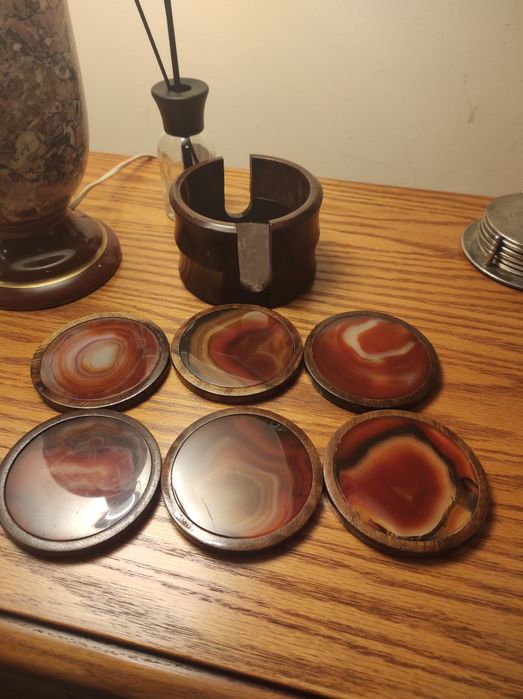 et suport pahare mahon cu onix,6buc