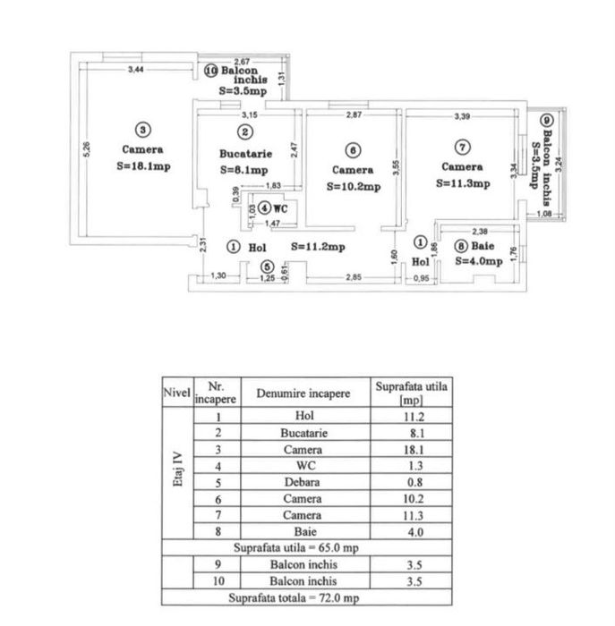 Apartament 3 camere de vanzare, 65 mp – zona Girocului