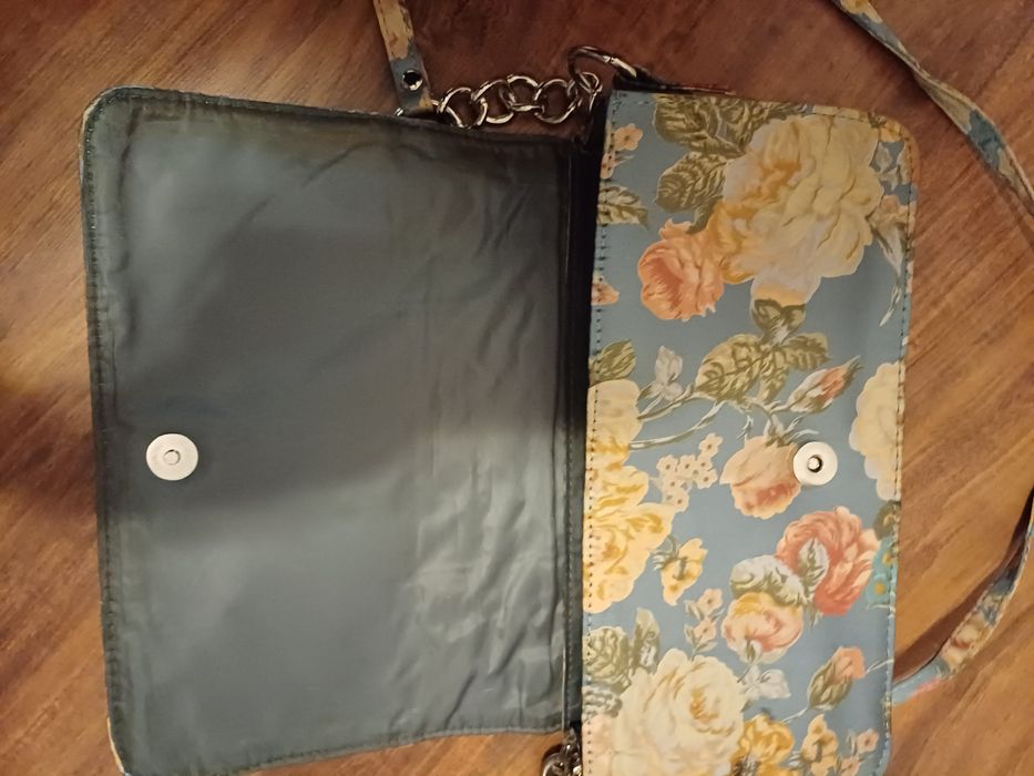 Комплект чанта и обувки на цветя (рози на син фон)36 номер