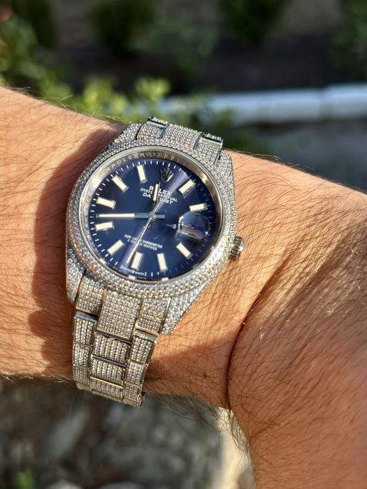 rolex datejust pave blue dial 41,mm