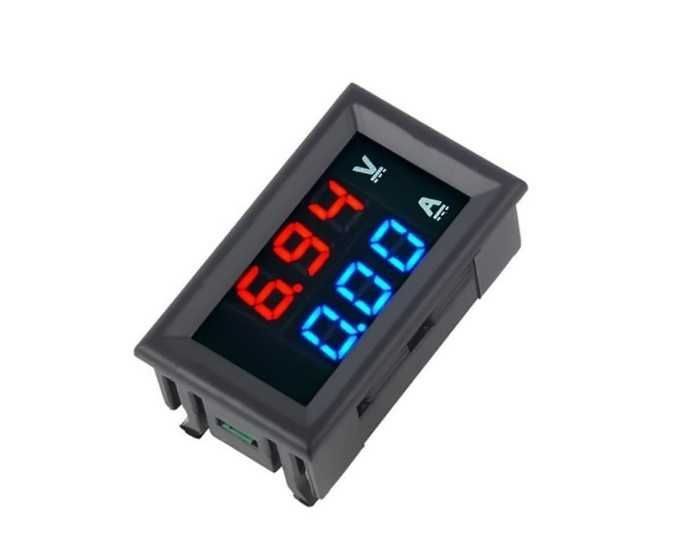 Voltmetru cu Ampermetru DIGITAL 0-100V, 10A Rosu LED