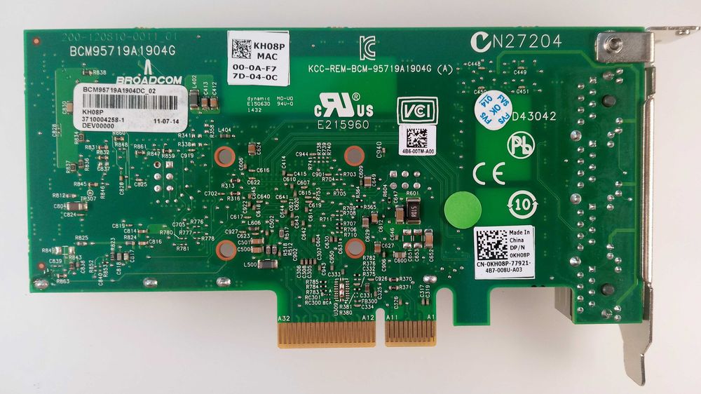 Dell 0KH08P HY7RM 1Gb QP BCM5719 Мрежова Платка 4 порта HPE 331T