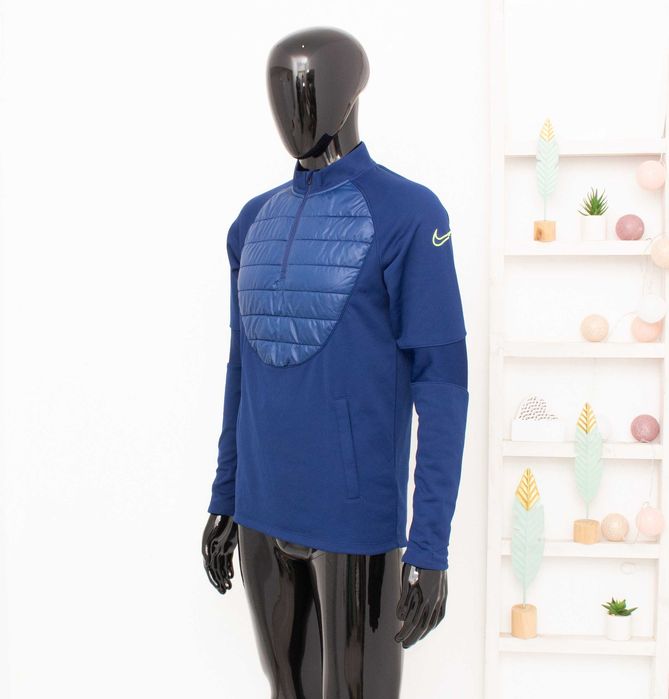 Nike оригинален мъжки суичър тренирочъчна блуза 1/2 цип подплатен S