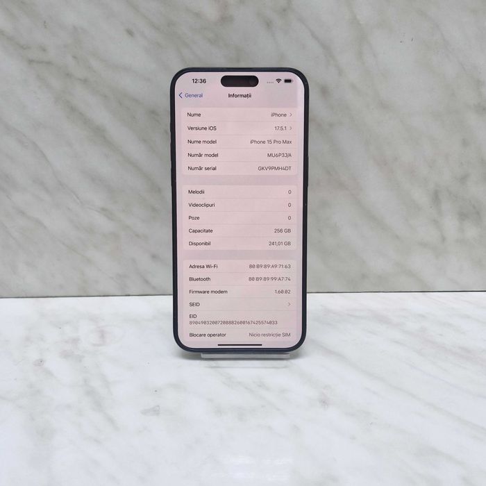 iPhone 15 Pro Max 256GB, 100% Baterie Zeus Amanet Militari 33262