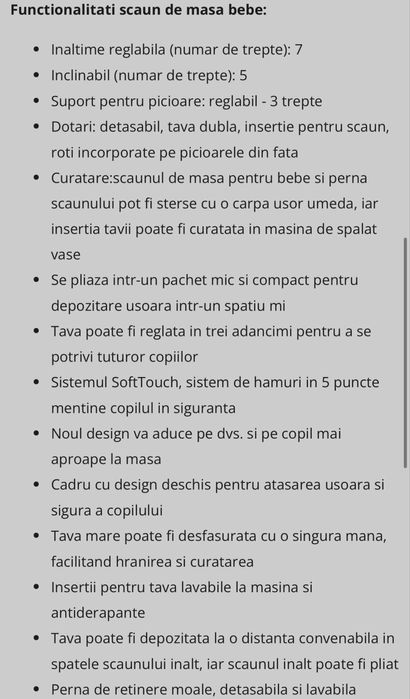 Scaun masa bebe Mimzy Recline - Speckled