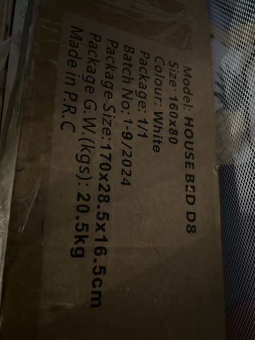 Pat Montessori copii 80x160 cu balustrada si cadru, alb D8