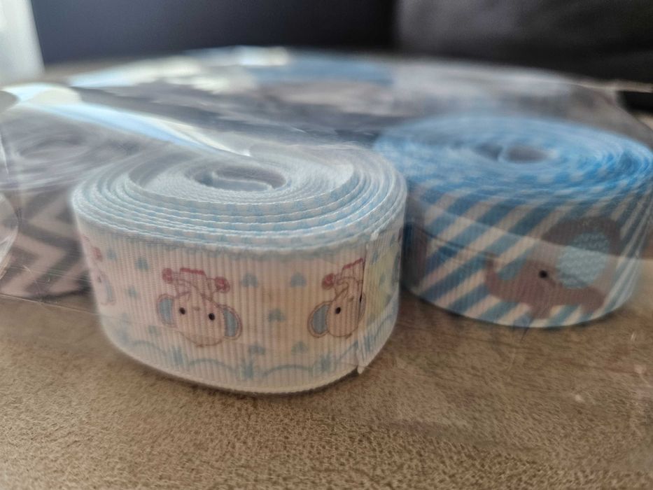 Панделки за опаковане - сиво-бели,розови и сини