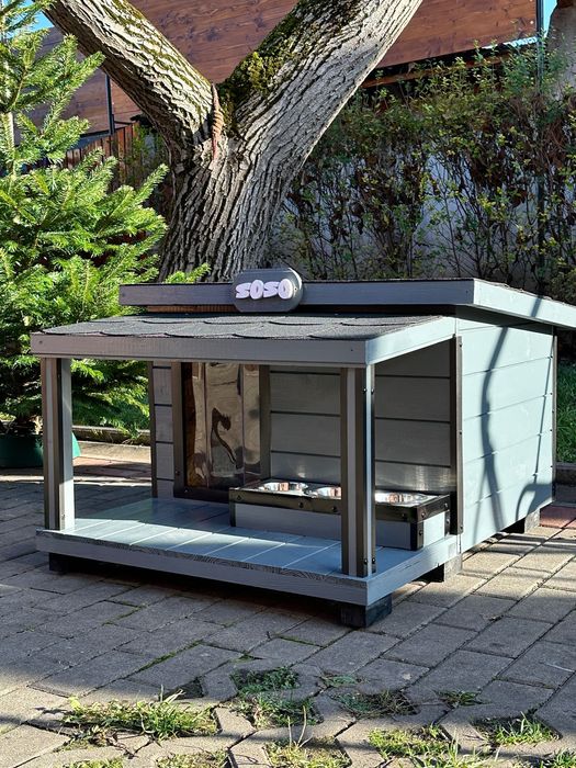 Cușcă câine PREMIUM cu terasă izolată, cu sau fără încălzire, garanție