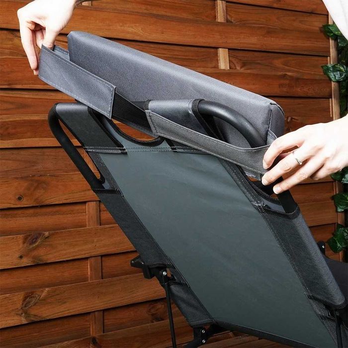 Сгъваем шезлонг, Vilde, сив, 3 позиции, размери 60x102x86см, компактен