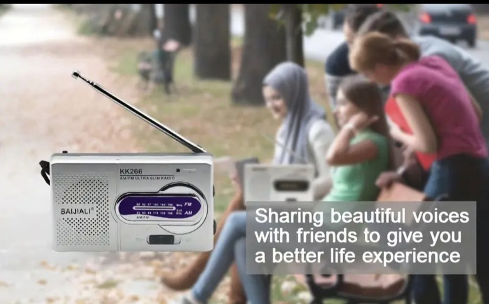 Radio de buzunar cu difuzor, mufă pentru căști