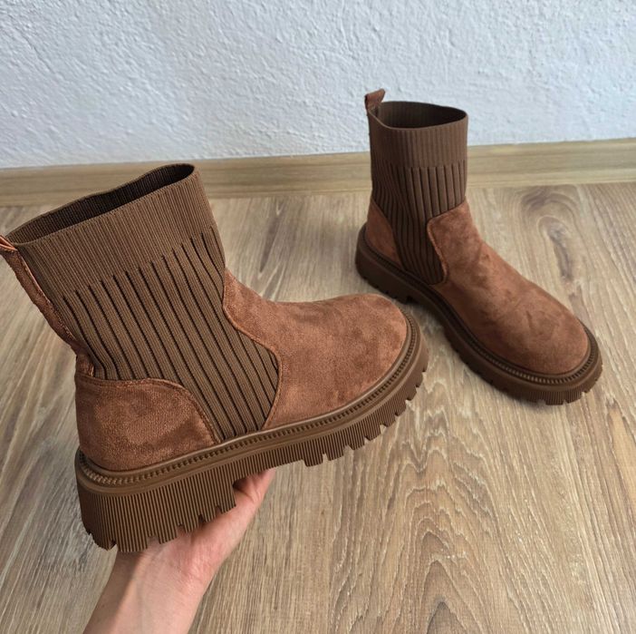 Дамски боти , кафяв цвят