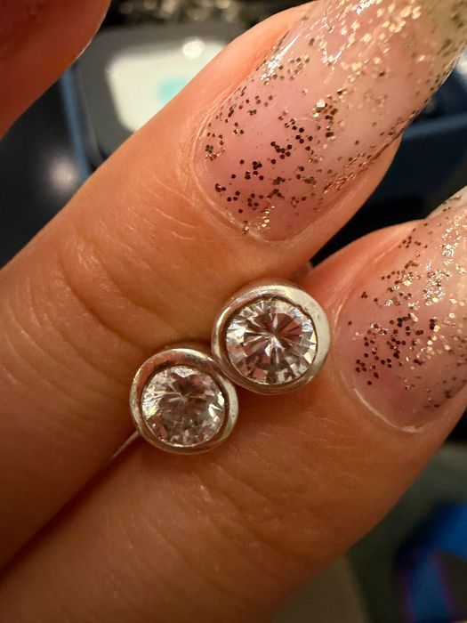 Пусеты, серьги с Цирконами серебро