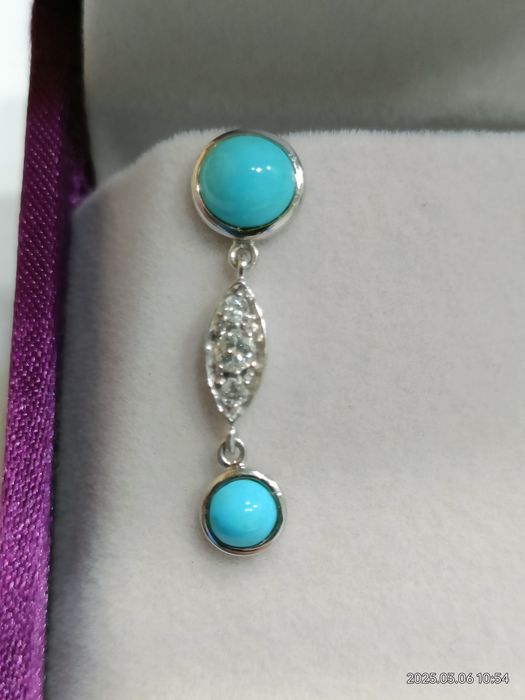 Vind cercei din aur 18kt cu diamante și turquaz