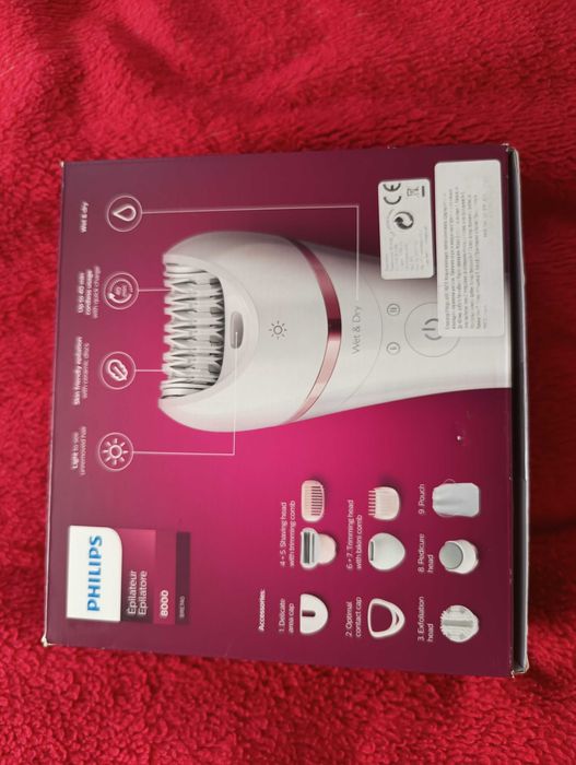 Philips Epilator Series 8000 BRE740/10 – нов, с 9 приставки, Wet & Dry