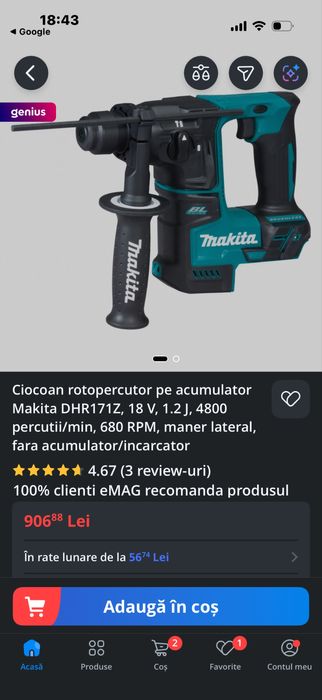 Vand Ciocan rotopercutor pe acumulatori NOU