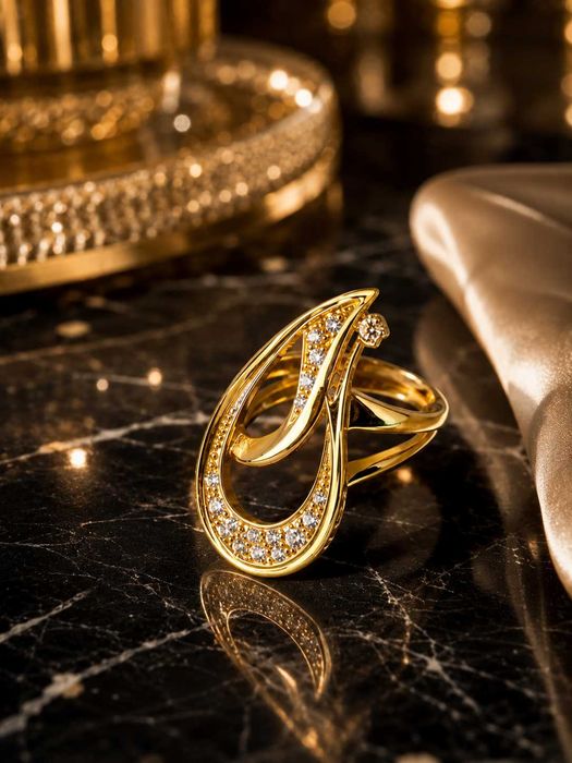 Inel Aur 585 (14K) Masiv cu Pietre Strălucitoare – Design Modern, Elegant