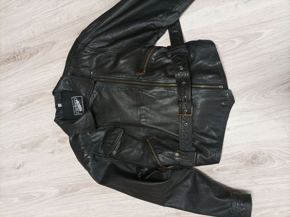 Черно яке от естествена кожа