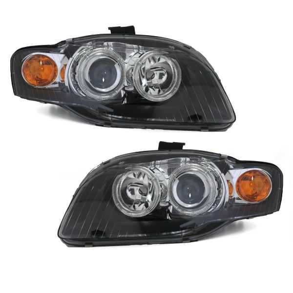 Фарове Ауди А4 Б7 Нови Angle eyes Рингове Audi A4 B7 Черни тъмни