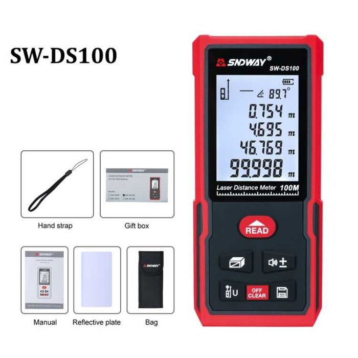 Laser Distance Meter SW‑DS100 — lazerli masofa o‘lchagich