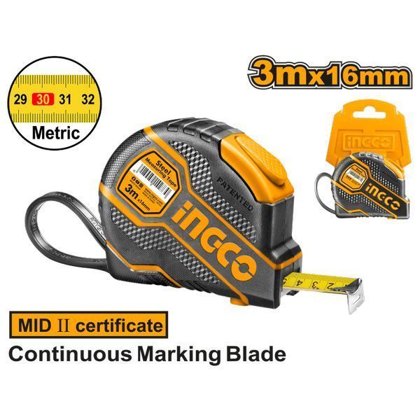 Прибираща се ролетка със самозаключване 10 м с дебелина 25 мм ingco