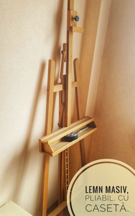 Şevalet pictură/pictat profesional, studio/ atelier, lemn masiv, NOU