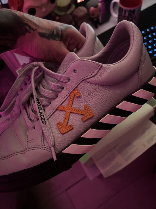 Off White Low Vulcanized Orange/Grey leather