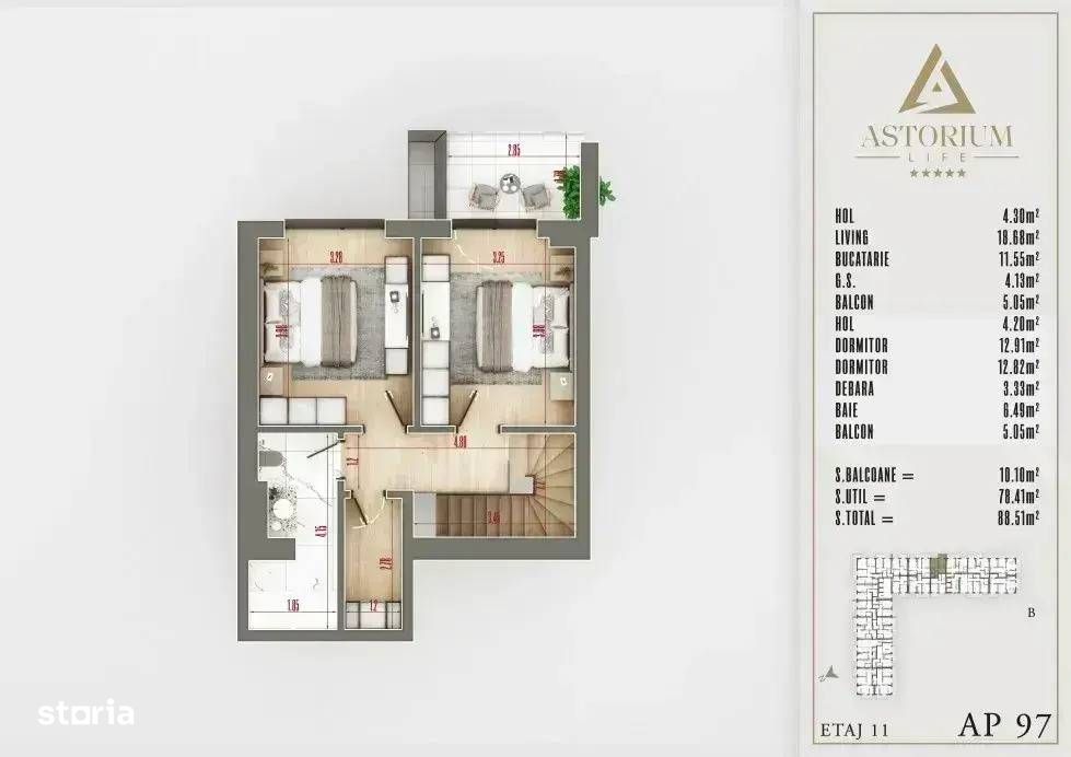 Duplex Exclusiv Finalizat | Etaj 10 Si 11 | 3 Camere | Tva Inclus