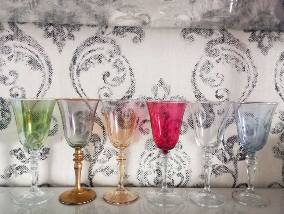 Комплект из 6 больших кубка для вина. 1970-е, Италия, Мурано, Венеция.