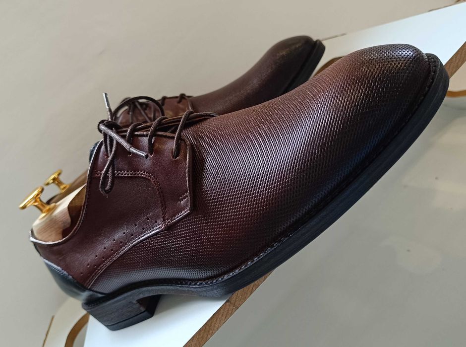 Pantofi derby 43 plain toe premium Oliver Jacob NOI piele naturala