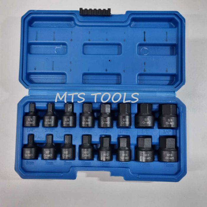 Trusa 3/8 16 piese imbus impact hex metric
